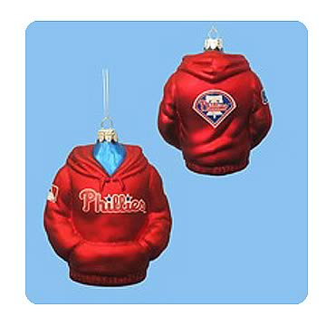 MLB Phillies 4 1/2-Inch Hoodie Sweatshirt Glass Ornament